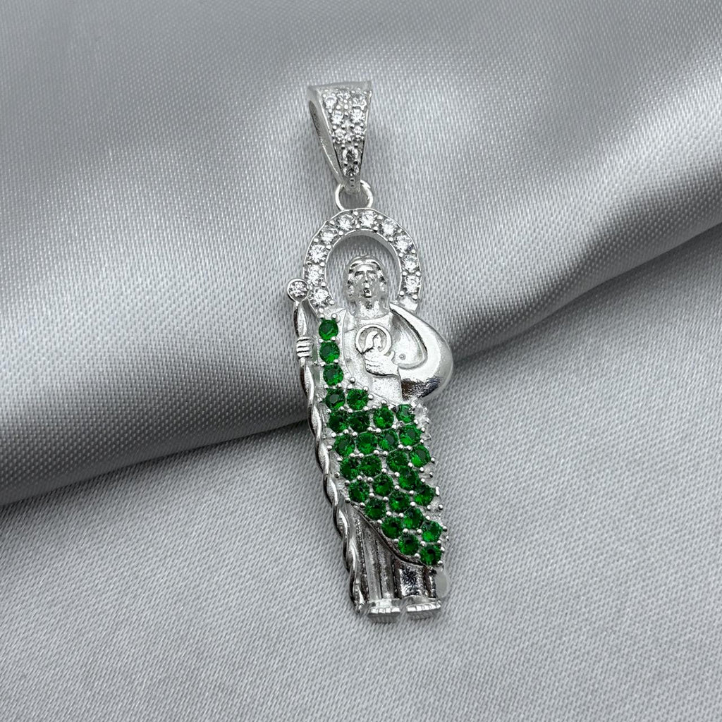 #D195 - Dije San Judas Tadeo Con Zirconia Plata - A10/6.6
