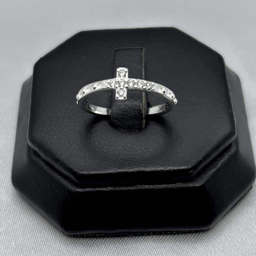 #AD329 - Anillo Cruz Con Zirconia Plata - A09/1.6
