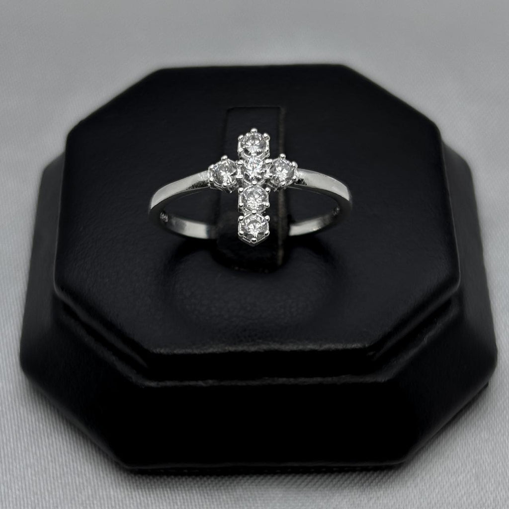 #AD213 - Anillo Cruz Trinidad Con Zirconia Plata - A09/1.6