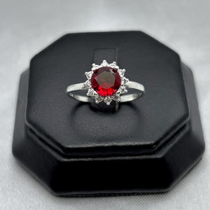 #AD110 - Anillo Flor Con Zirconia Plata - B09/2.1
