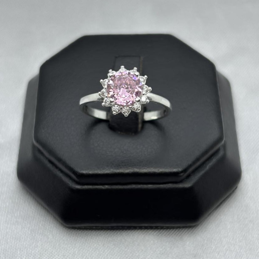 #AD110 - Anillo Flor Con Zirconia Plata - B09/2.1
