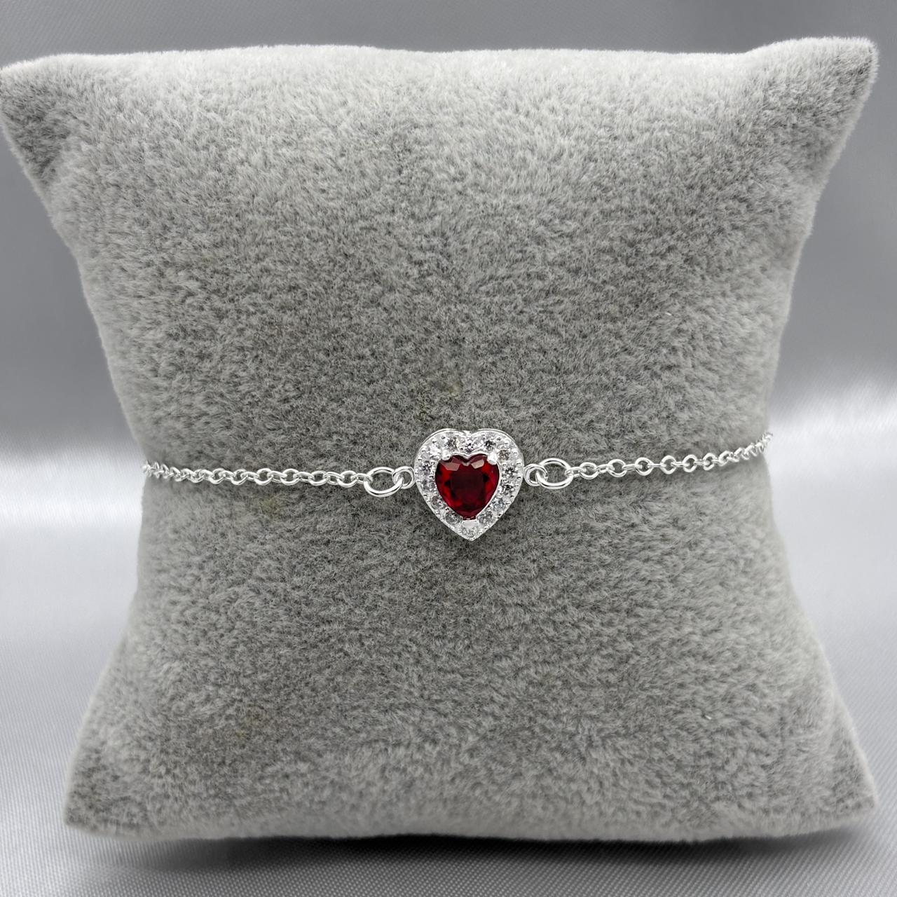 #PA104 - Pulsera Corazón Con Zirconia Plata - B17/2.2
