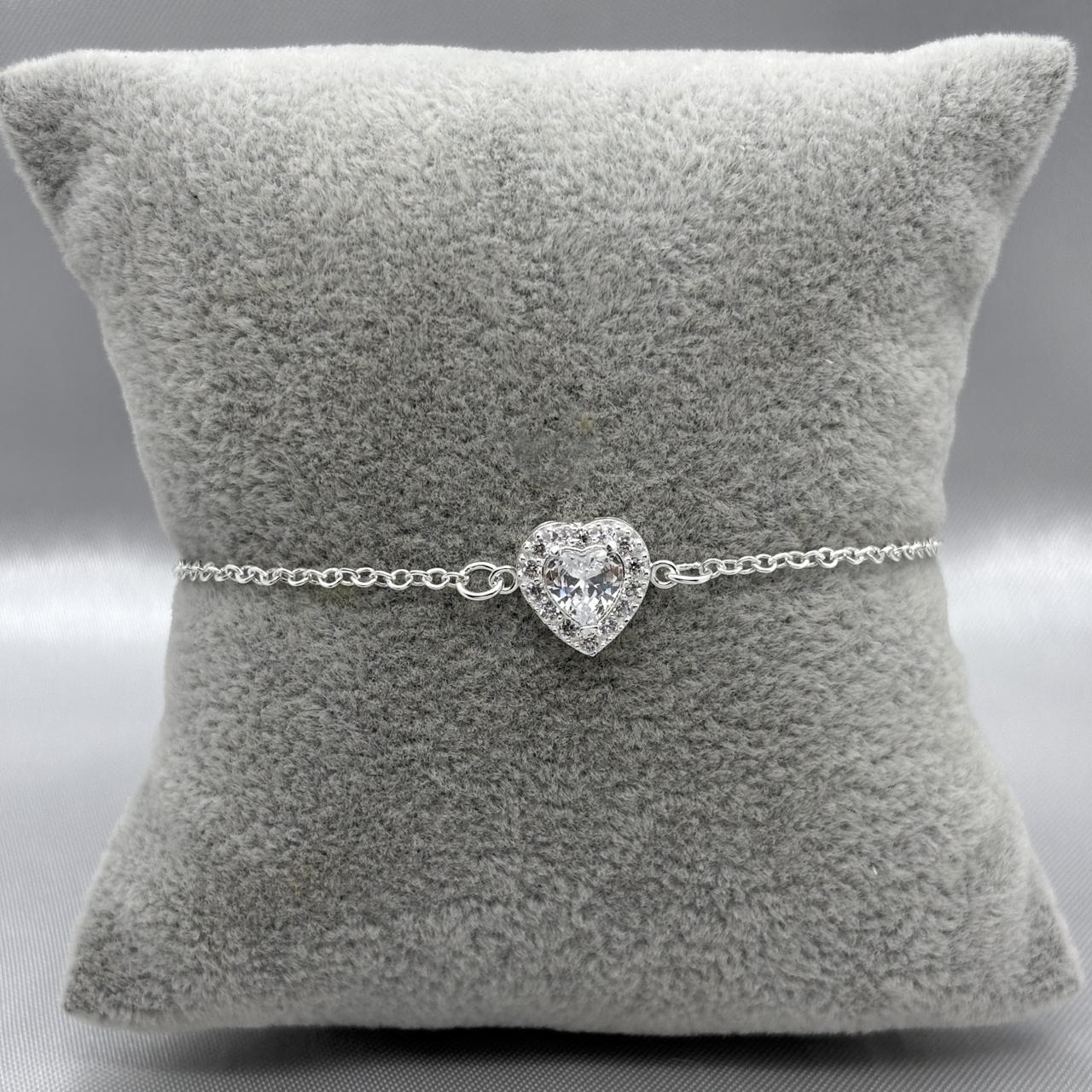 #PA104 - Pulsera Corazón Con Zirconia Plata - B17/2.2