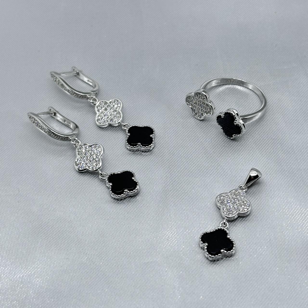 #J112 - Juego Anillo/Arete/Dije De Trébol Tipo Van Cleef - PU10.9