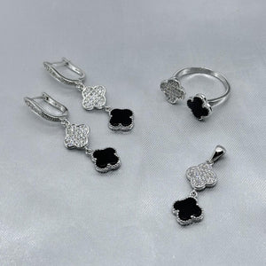 #J112 - Juego Anillo/Arete/Dije De Trébol Tipo Van Cleef - PU10.9