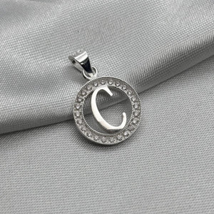 #D495 - Dije Circular De Letra Con Zirconia Plata - ZC2.2
