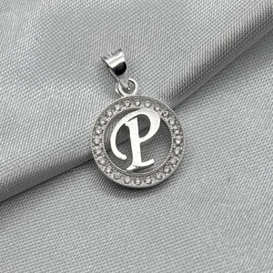 #D495 - Dije Circular De Letra Con Zirconia Plata - ZC2.2