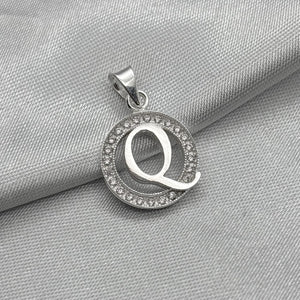 #D495 - Dije Circular De Letra Con Zirconia Plata - ZC2.2