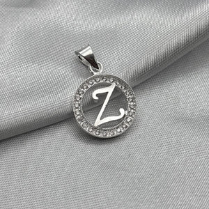 #D495 - Dije Circular De Letra Con Zirconia Plata - ZC2.2