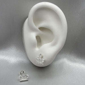 #BR115 - Broquel Corona Real Con Piedra Zirconia Plata - LL2.0
