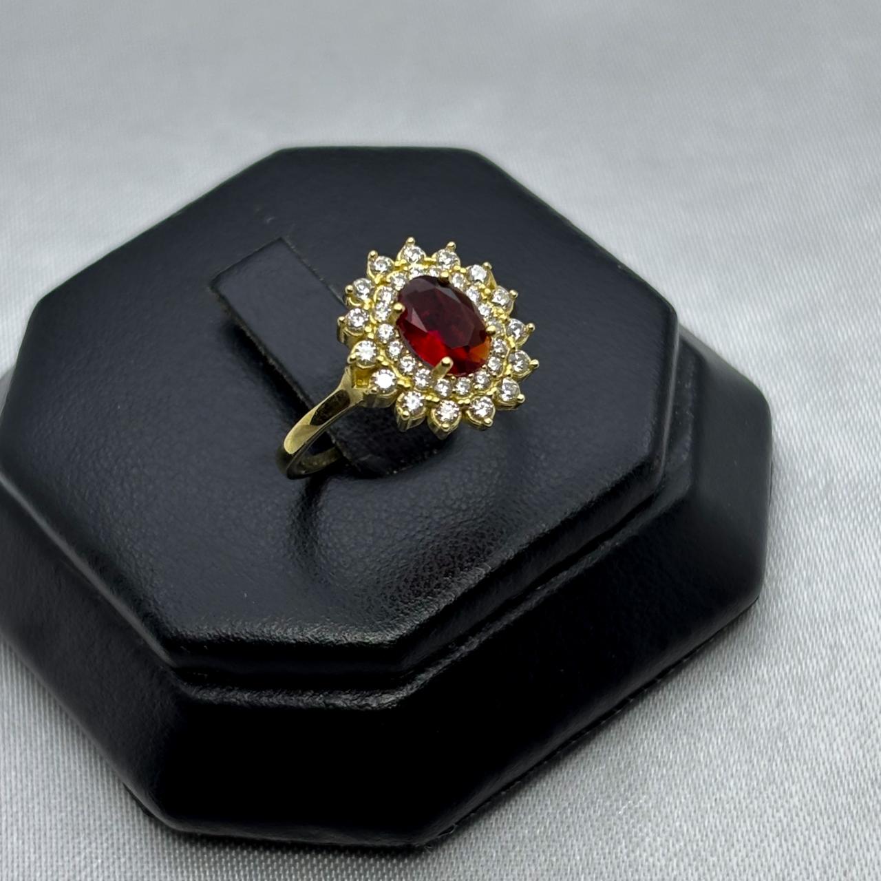 #AD10123 - Anillo Flor Piedra Zirconia Oro 10K - I01/2.4