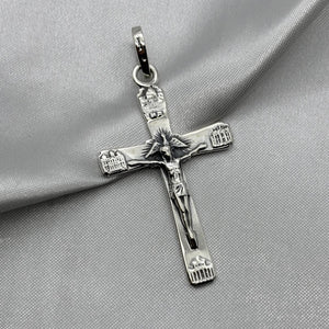 #D130 - Dije Crucifico Plata Pavonada - A13/7.9