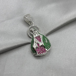 #D262 - Dije Virgen De Guadalupe Con Zirconia Plata - B12/8.4