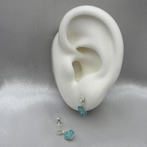 #BR281 - Broquel Flor Esmaltada Con Zirconia Plata - F41