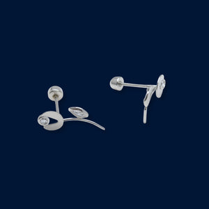 #BR290 - Broquel Tulipán Con Zirconia Plata - F43