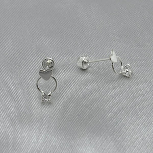 #BR292 - Broquel Corazón Mini Con Piedra Zirconia Plata - F42