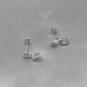#BR276 - Broquel Corazón Con Zirconia Plata - F45