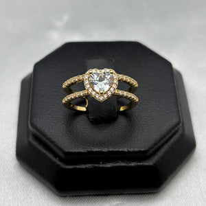 #AOL145 - Anillo Ajustable Corazón Con Piedra Zirconia Oro Laminado 18K
