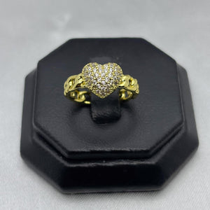 #AOL146 - Anillo Ajustable Corazón Con Zirconia Oro Laminado 18K