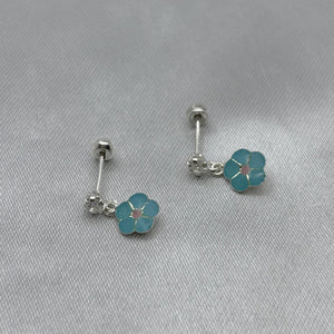 #BR281 - Broquel Flor Esmaltada Con Zirconia Plata - F41