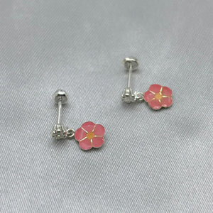 #BR281 - Broquel Flor Esmaltada Con Zirconia Plata - F41