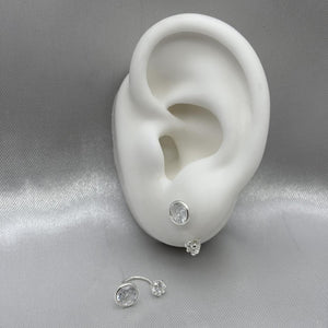 #BR317 - Broquel Curvo/Teléfono Circular Piedra Zirconia Plata