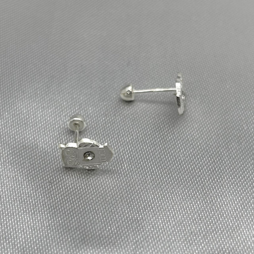 #BR322 - Broquel Búho Con Piedra Zirconia Plata