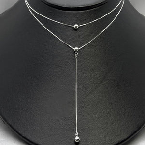 #G264 - Gargantilla Doble Elegante Esferas Plata - B14/2.7