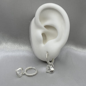 #H200 - Huggie Colgante Corazón Piedra Zirconia Plata - B08/2.9
