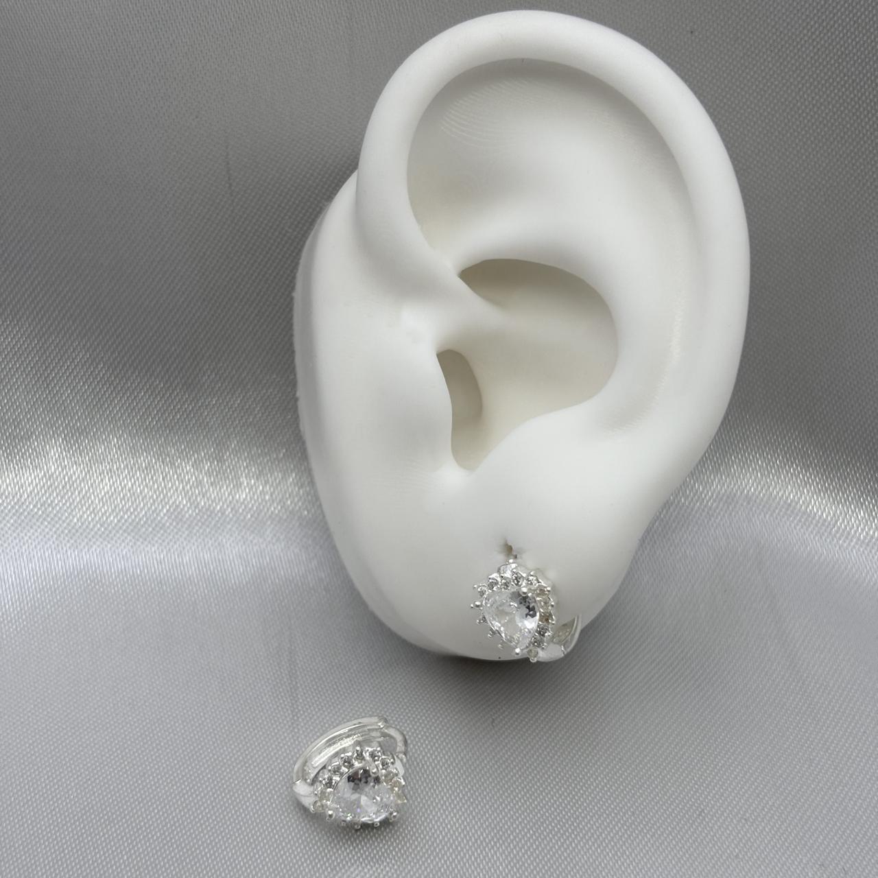 #H202 - Huggie Corazón Piedra Zirconia Plata - B08/2.7