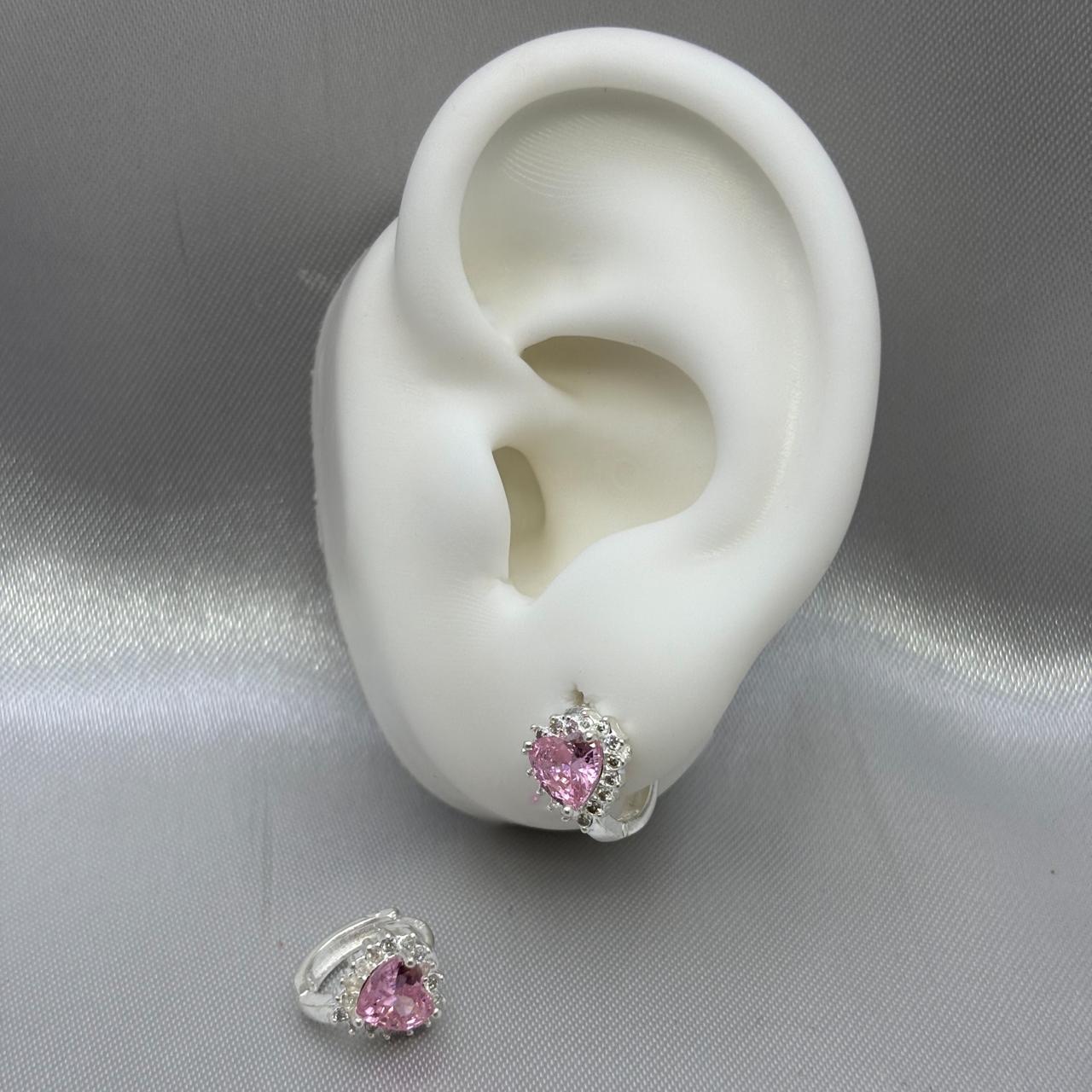 #H202 - Huggie Corazón Piedra Zirconia Plata - B08/2.7