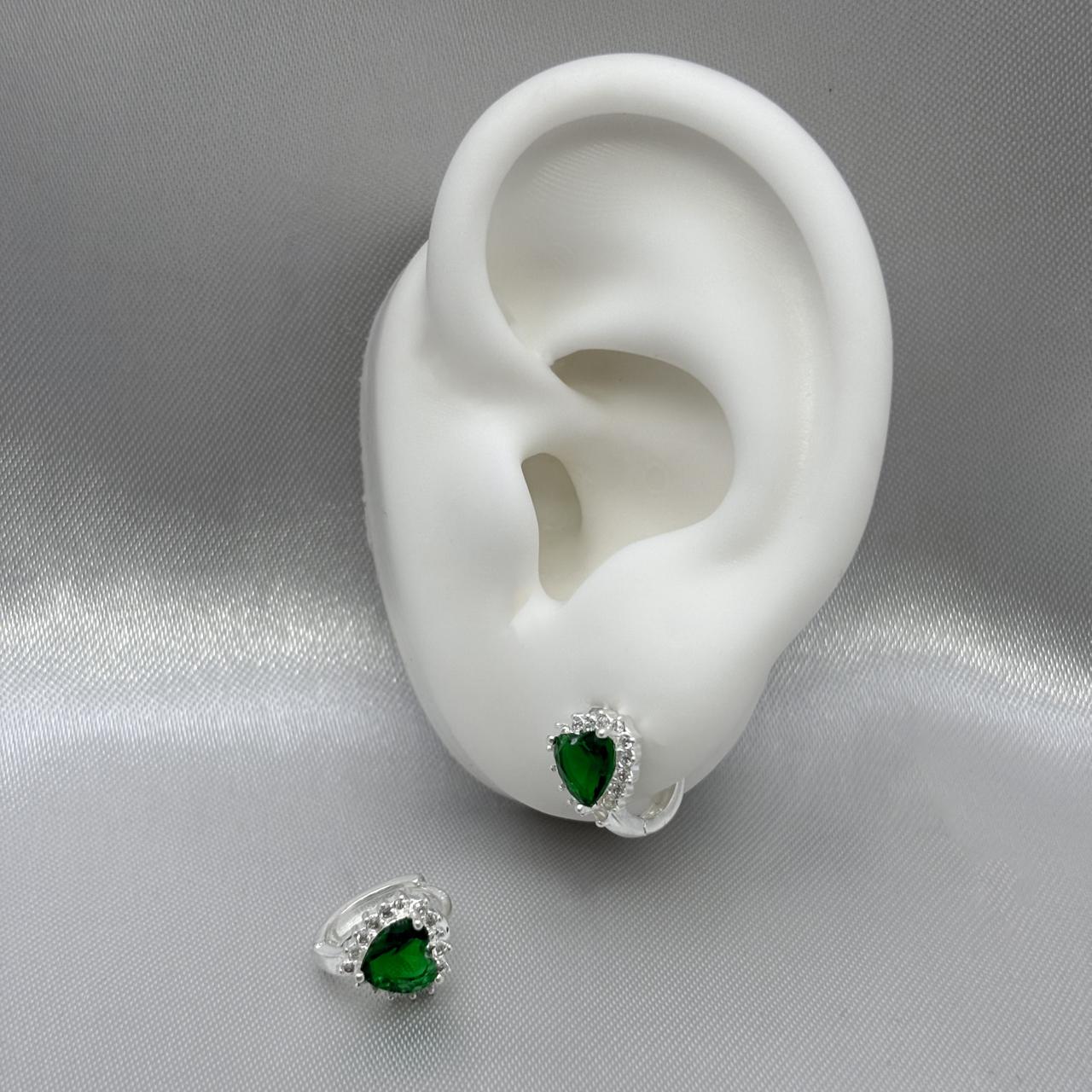 #H202 - Huggie Corazón Piedra Zirconia Plata - B08/2.7