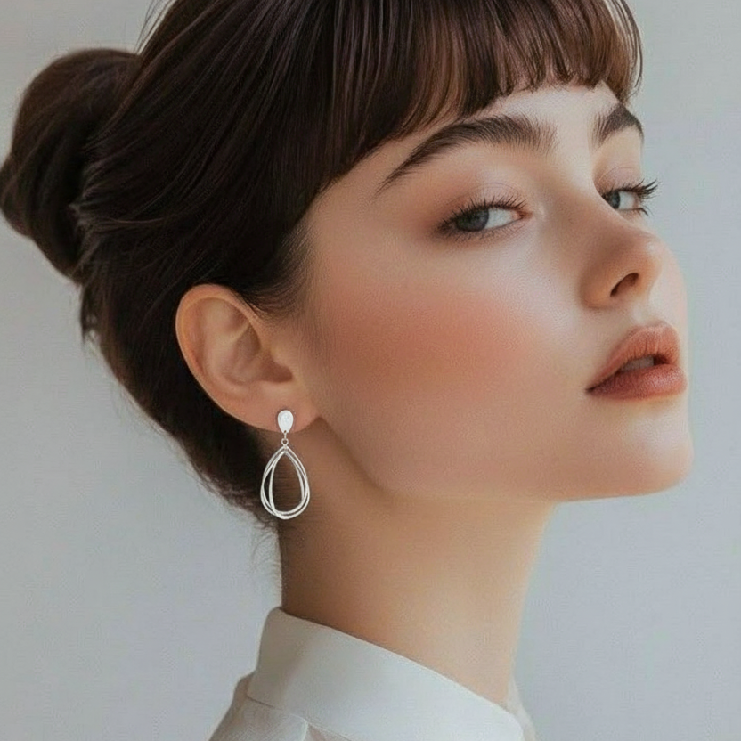 #AR231 - Arete Colgantes Oval Plata - B11/4.5