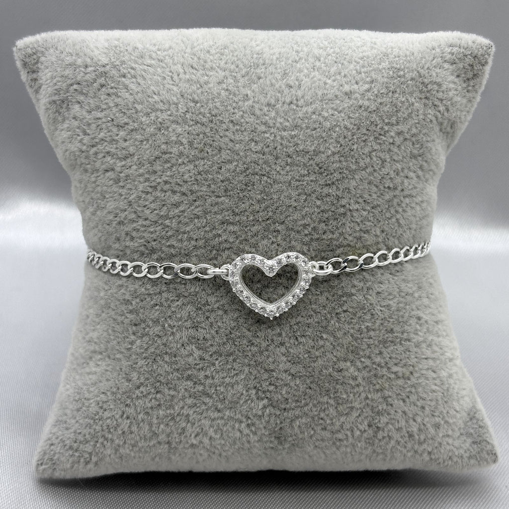 #PA490 - Pulsera De Corazón Con Zirconia Plata - A09/2.8