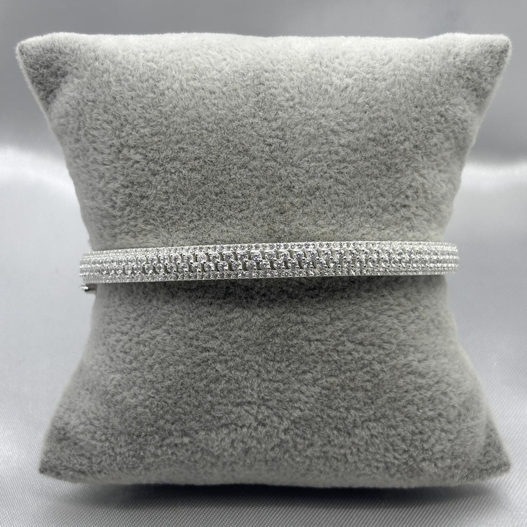 #PA493 - Pulsera Rigída Con Zirconia Plata/Baño De Rodio - B11/13.1