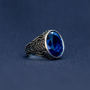 #AC138 - Anillo De Caballero/Hombre Piedra Zirconia Plata - IC8.0