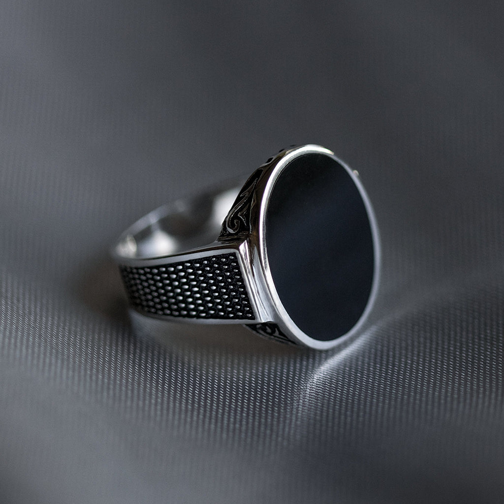 #AC133 - Anillo De Caballero/Hombre Oval Piedra Zirconia Plata - PU8.1