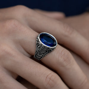 #AC138 - Anillo De Caballero/Hombre Piedra Zirconia Plata - IC8.0