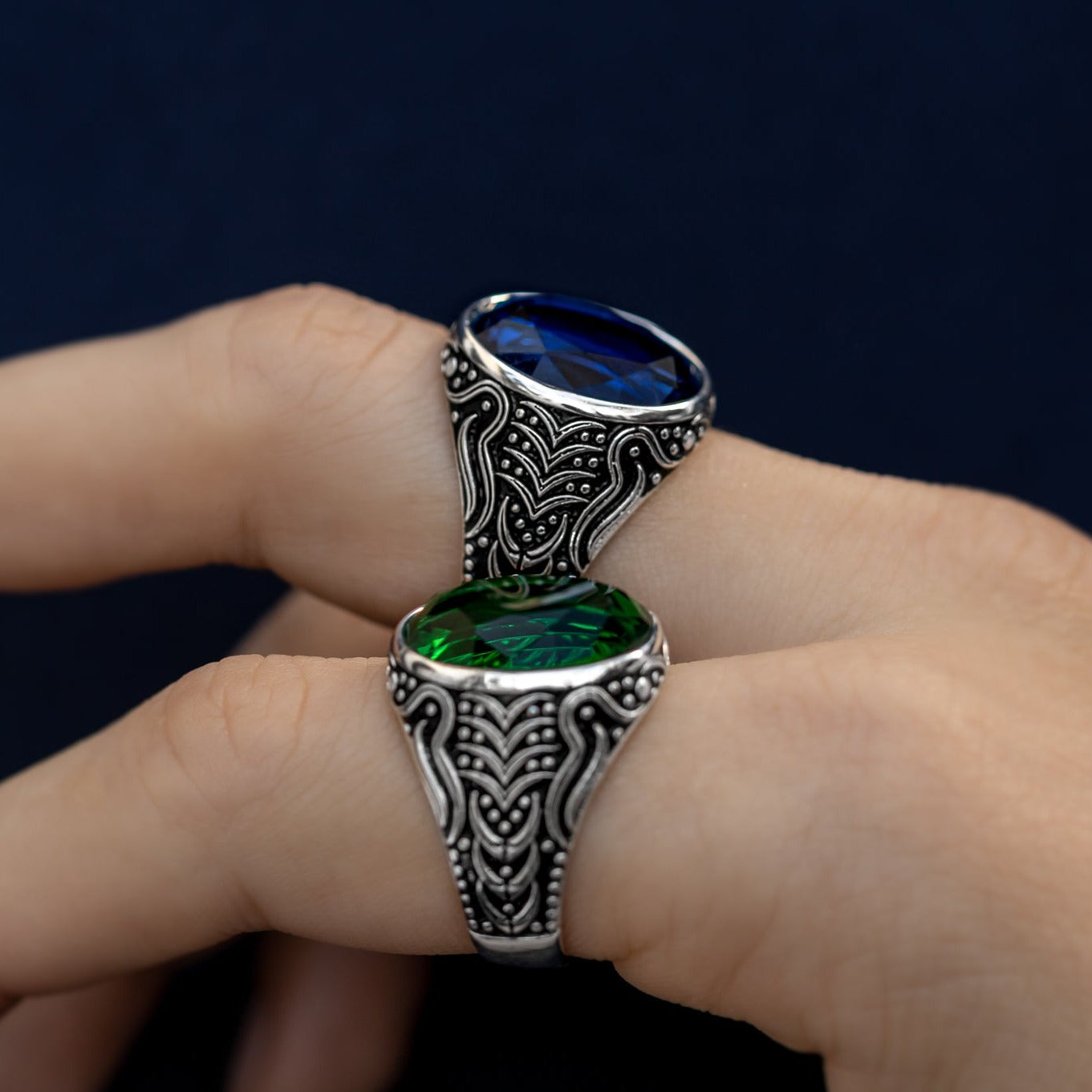 #AC138 - Anillo De Caballero/Hombre Piedra Zirconia Plata - IC8.0