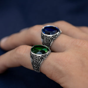#AC138 - Anillo De Caballero/Hombre Piedra Zirconia Plata - IC8.0