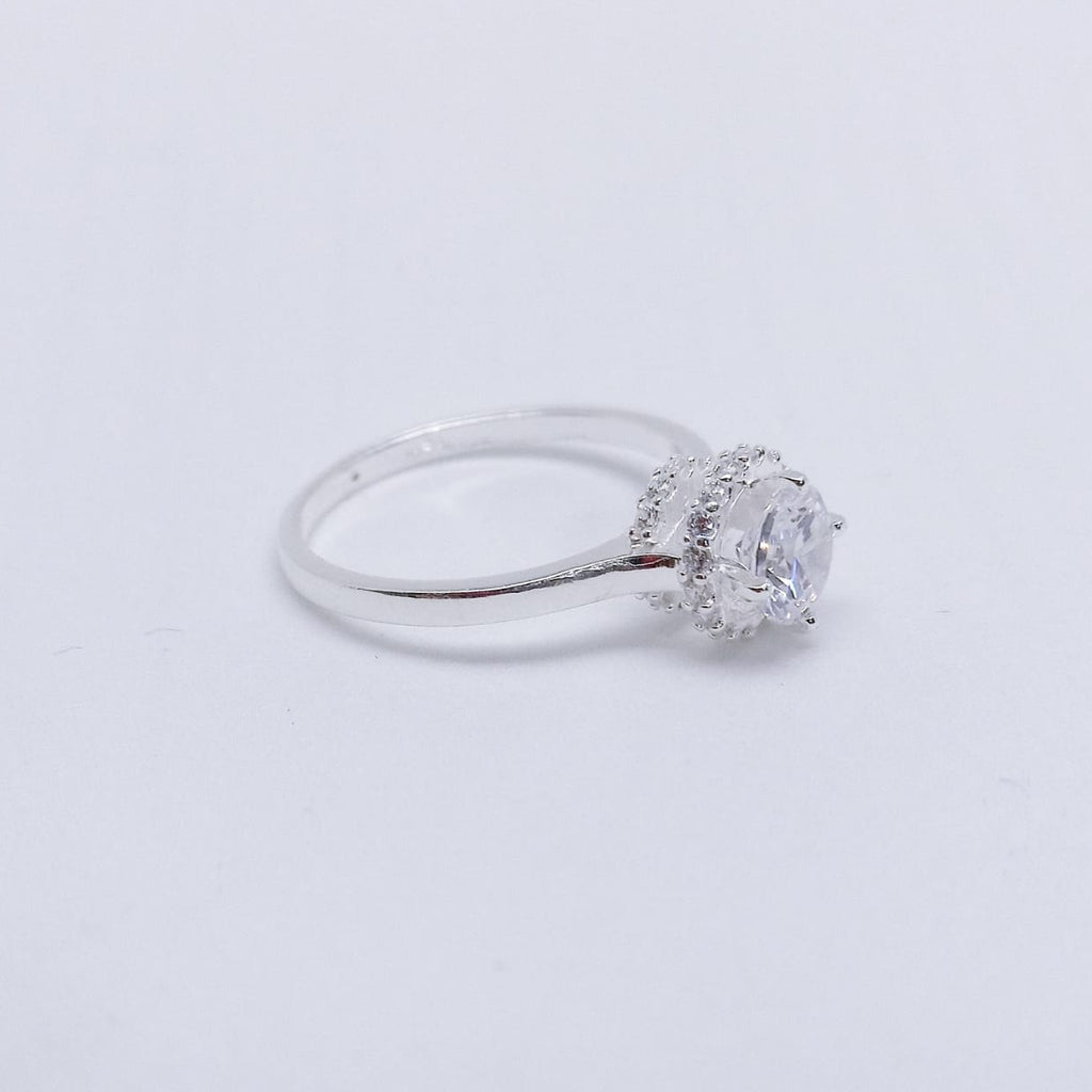#AD350 - Anillo Solitario Piedra Zirconia Plata - F2.3