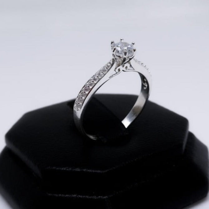 #AD353 - Anillo Solitario Piedra Zirconia Plata - F2.1