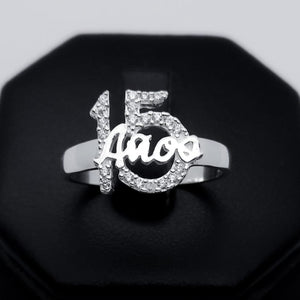 #AD362 - Anillo De 15 años/XV's Piedra Zirconia Plata - F2.6