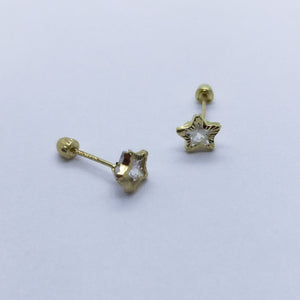 #B10153 - Broquel Bisel Estrella Diamantado De Oro 10k