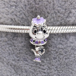 #PAN188 - Charm De Señora Potts y Chip De La Bella Y  La Bestia / Tetera Y Taza Plata - B11/3.1