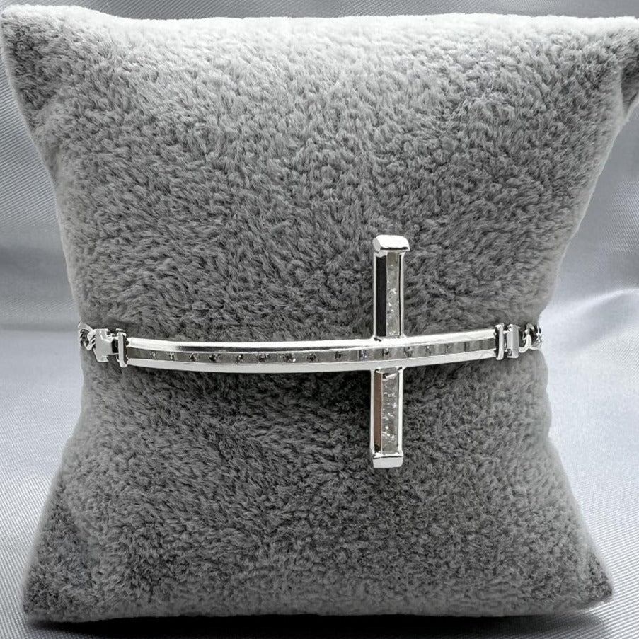 #PA249 - Pulsera Cruz Piedra Zirconia Plata - ZC6.6