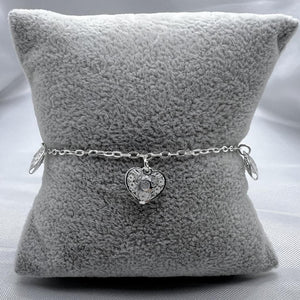 #PA252 - Pulsera De Corazones De Plata Con Piedra Zirconia - LL3.3